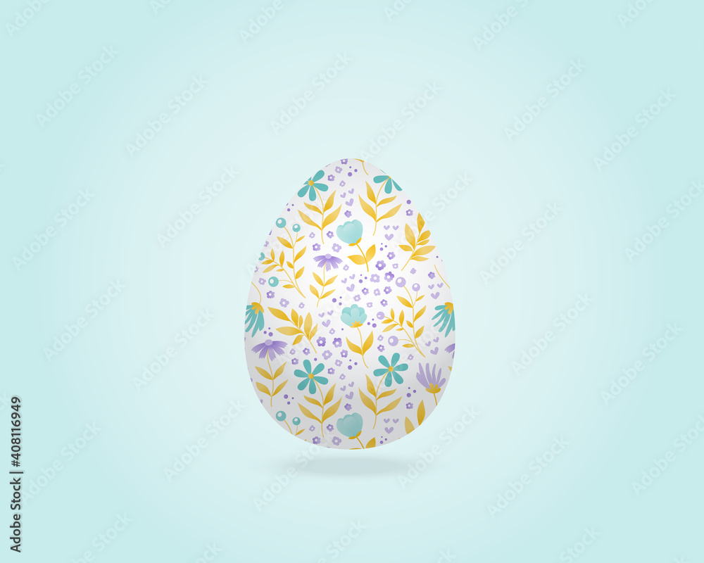 Easter egg with floral ornament on background Easter egg with floral ornament on background