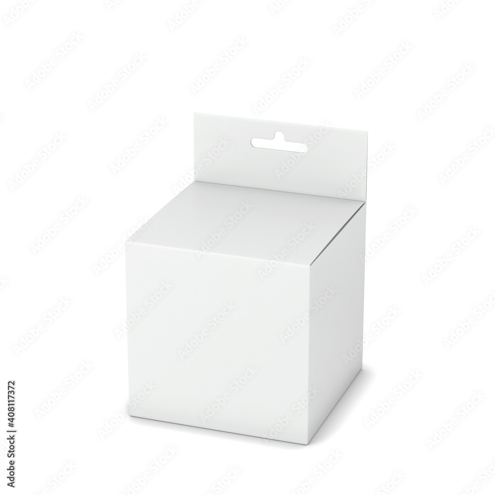 Fototapeta premium Blank box packaging with hanger mockup