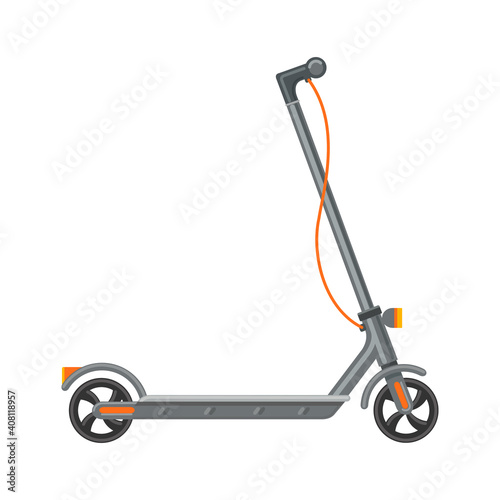 Electric scooter gray isolated on white background. Eco scooter gray cut. Vector flat illustration. Icon
