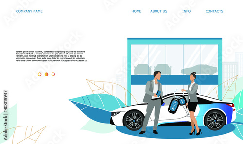 Landing page template web site carsharing or rent a car, sale and leasing cars, automotive services, insurance, car purchase. For mobile or smartphone application. Vector illustration. 