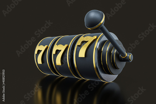 Photography 3d Rendering Black Slot Machine