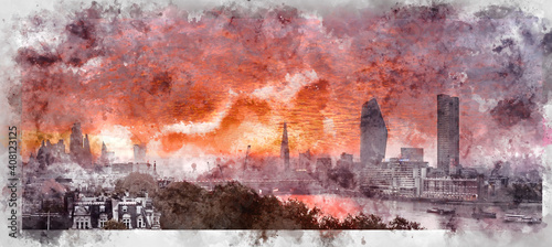 Digital watercolor painting...