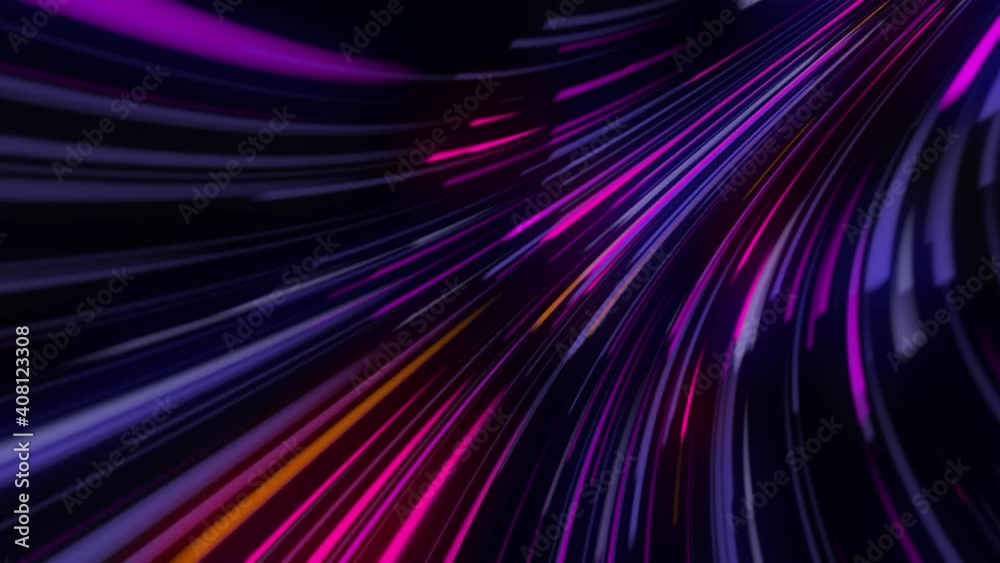 3d abstract neon background, ultra violet rays, glowing lines, virtual reality, Speed of digital lights, neon glowing rays in motion into digital technologic tunnels. 3D render, 4k loop animation