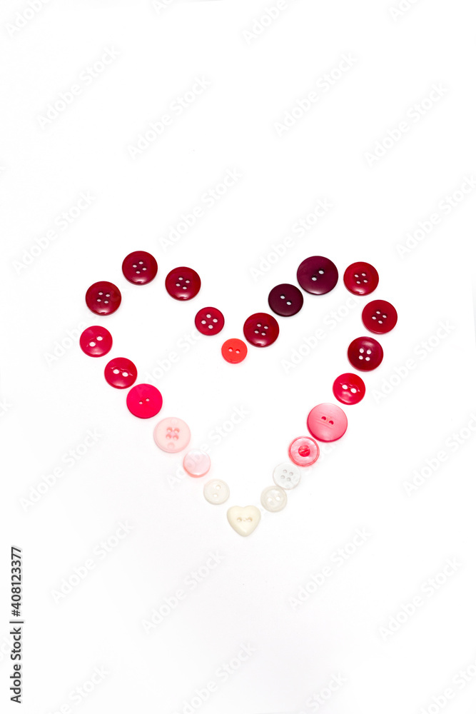 Poster Heart frame from buttons on white background. Valentines day craft. Romantic design. Poster Heart frame from buttons on white background. Valentines day craft. Romantic design.