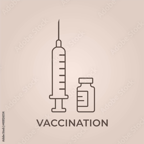 vaccination line icon. vaccine and syringe symbol. vector immunization color image