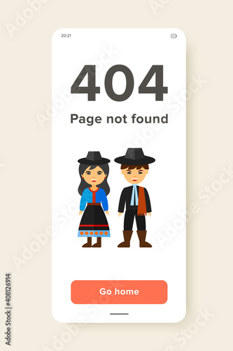 Vector icon of Argentine couple in national costume. National dress, Argentine people, Argentine culture. Argentina concept. Can be used for topics like tourism, travelling, national culture