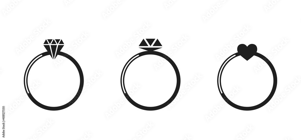 ring icon set. wedding and engaged, romantic and valentines day symbol. isolated vector image ring icon set. wedding and engaged, romantic and valentines day symbol. isolated vector image