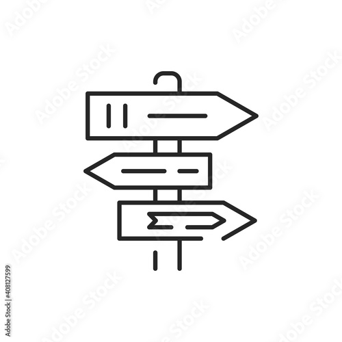 Directional arrow road color line icon. City guide. Public navigation. Editable stroke.