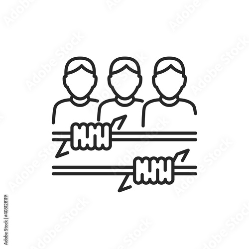 Illegal immigrants color line icon. Editable stroke.