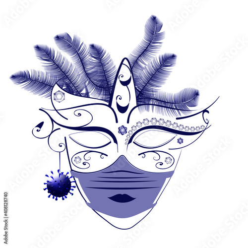 venezianische maske blau corona