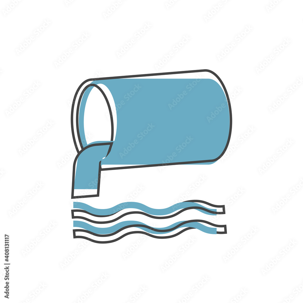 Waste water vector icon on cartoon style on white isolated background. Waste water vector icon on cartoon style on white isolated background.