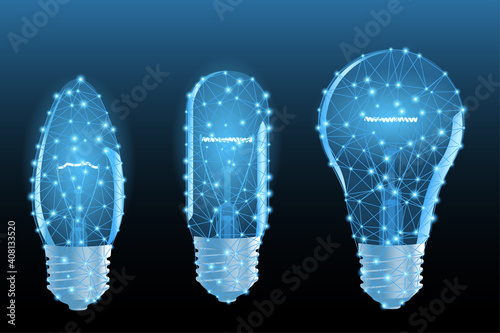 Vector electric bulb with lighting dots and mesh