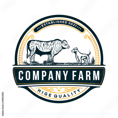 Retro Vintage Livestock Cattle Farm Logo  designs
