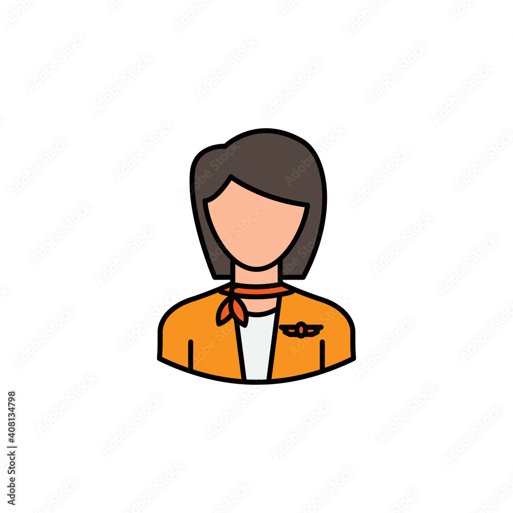 avatar stewardess outline icon. Signs and symbols can be used for web logo mobile app UI UX