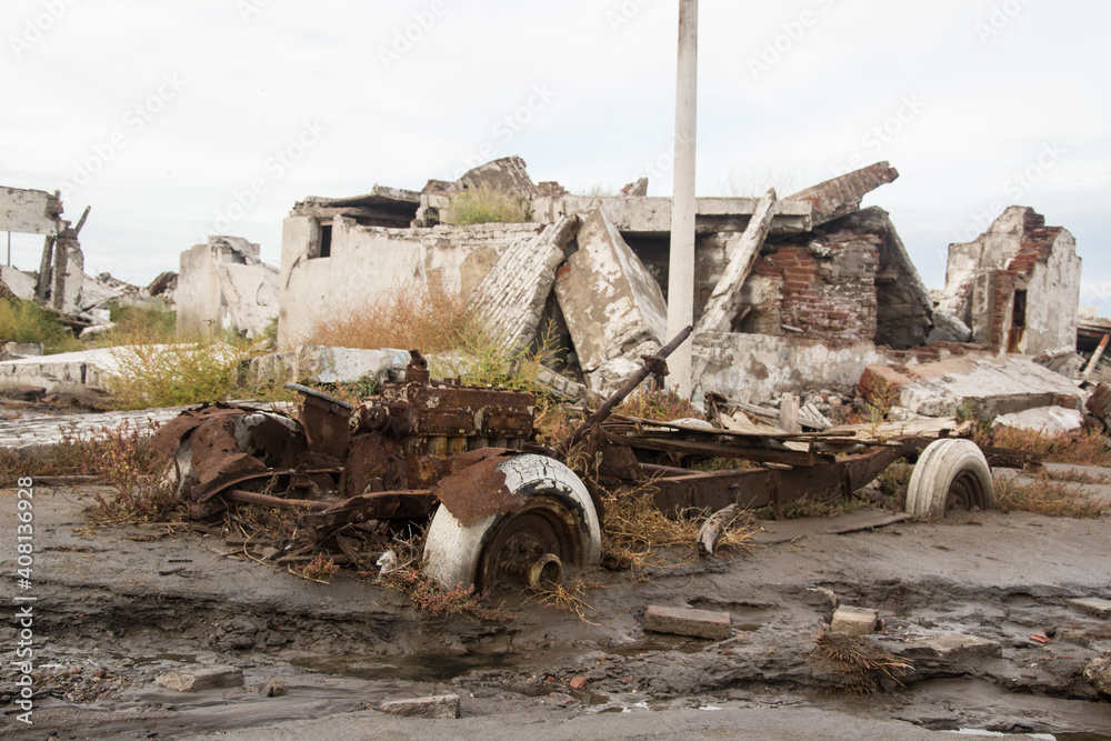 Fototapeta premium Restos de ruinas de Epecuen, Buenos Aires.