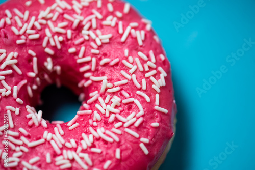 Pink donuts on the pastel plate