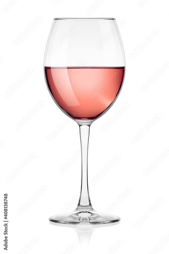 rose Wine in glass isolated on white background, full depth of field, clipping path rose Wine in glass isolated on white background, full depth of field, clipping path