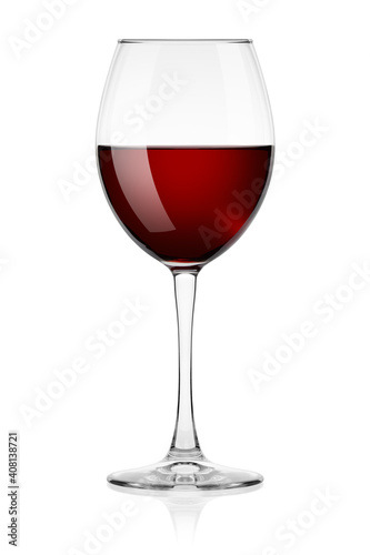 red Wine in glass isolated on white background, full depth of field, clipping path