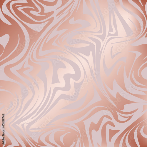 Abstract seamless pattern. Rose gold background. Liquid pink marble effect. Repeating fluid stains. Repeated pattern roses golden texture. Splash flow backdrop for design prints. Vector illustration