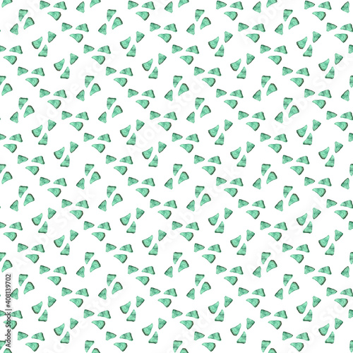 Green triangle dots seamless pattern background, watercolor