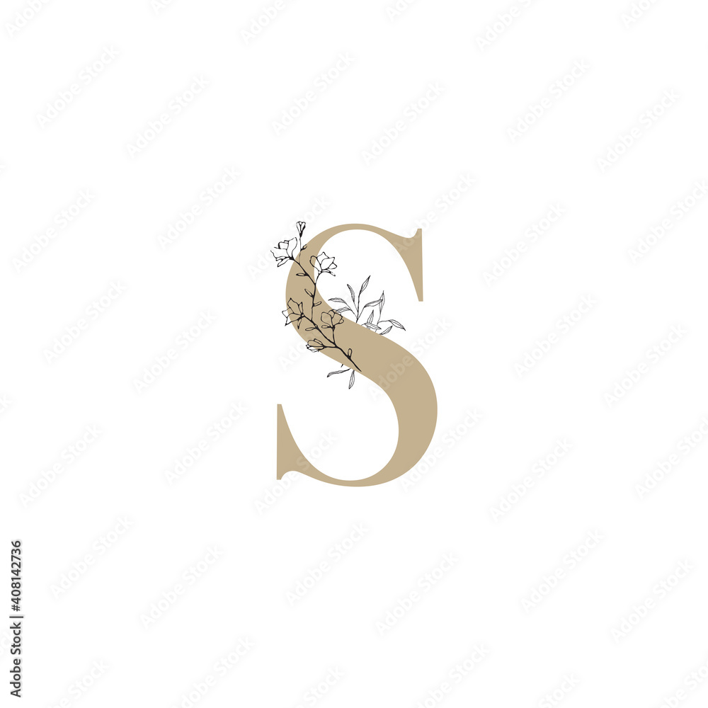 Elegant logo letter with floral element