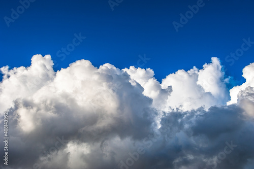 clouds in the blue sky, nature, environment and meteorology
