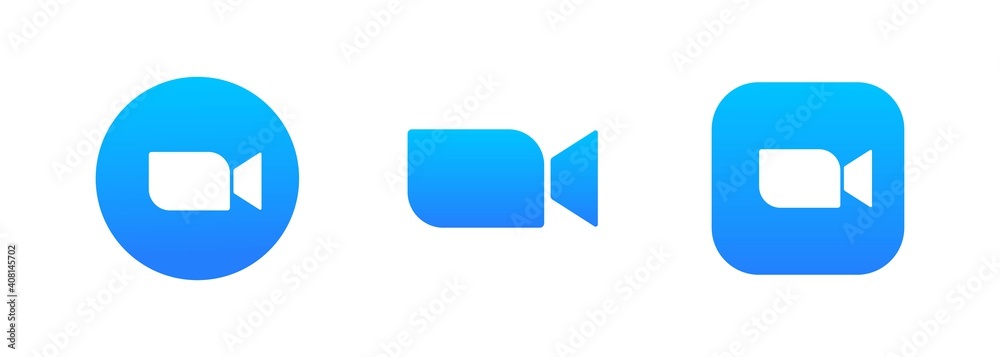 Blue camera icon set logo. Live media streaming application for the ...