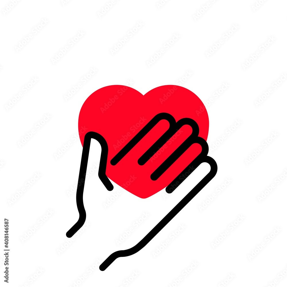 Heart in hand icon. Give love. Relationships. Vector on isolated white background. EPS 10 Heart in hand icon. Give love. Relationships. Vector on isolated white background. EPS 10