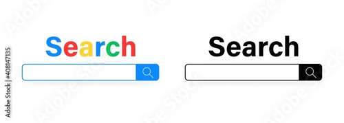Browser search bar for UI. Internet window. Vector on isolated white background. EPS 10