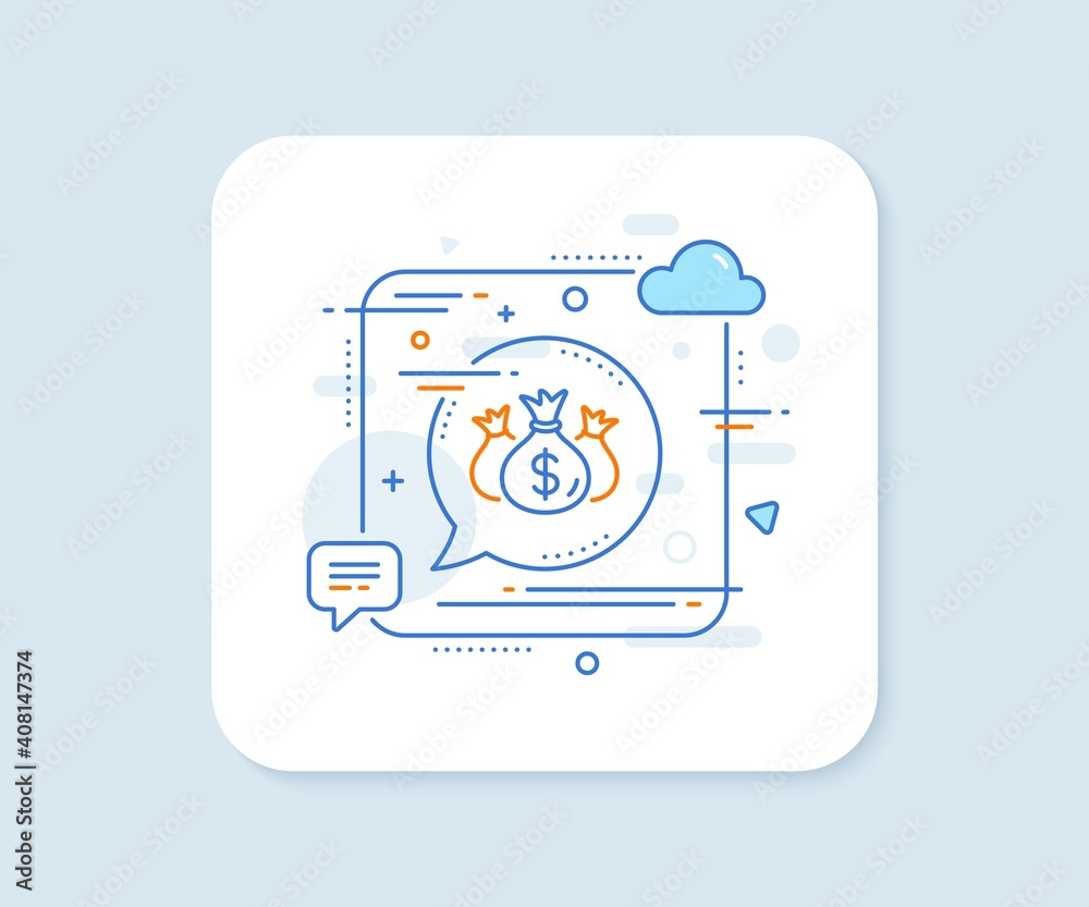 Check investment line icon. Abstract square vector button. Business audit sign. Cash bags symbol. Check investment line icon. Speech bubble concept. Vector Check investment line icon. Abstract square vector button. Business audit sign. Cash bags symbol. Check investment line icon. Speech bubble concept. Vector