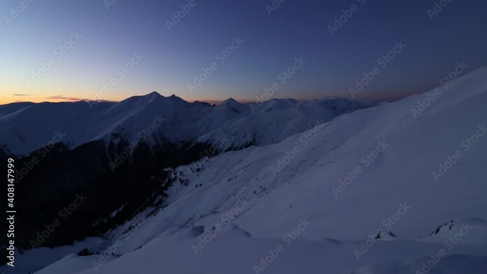 Beautiful mountains landscape in winter season during sunset Beautiful mountains landscape in winter season during sunset