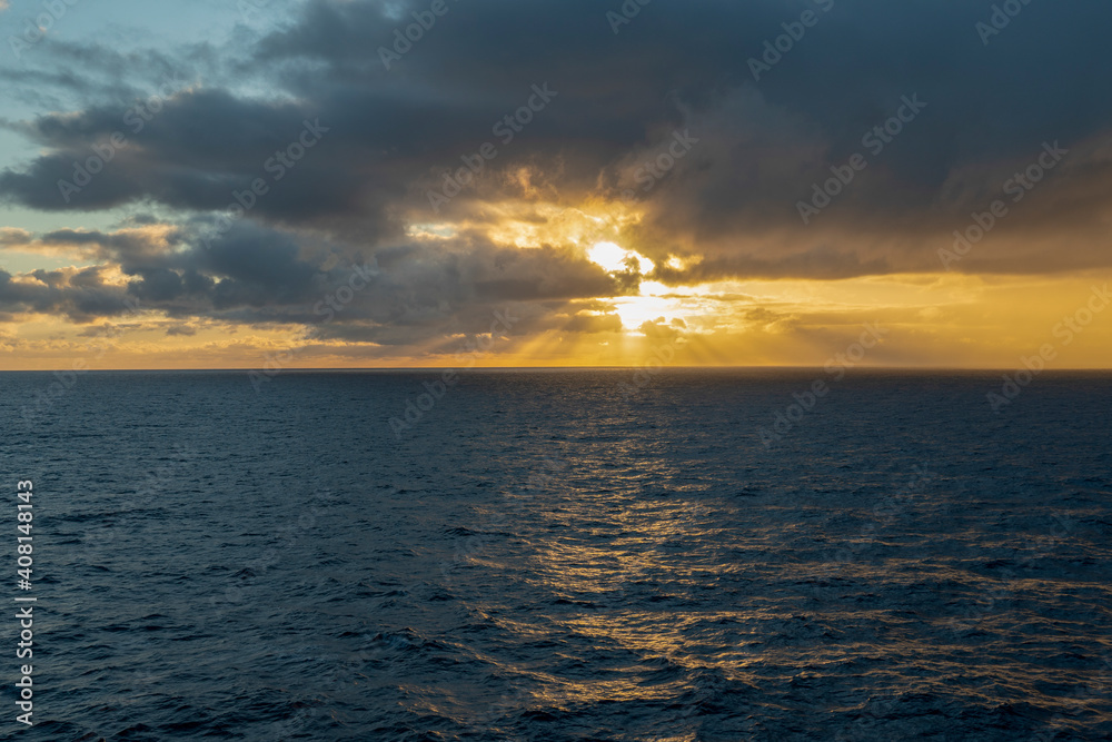 Fototapeta premium Sunrise over the Atlantic ocean from cruise ship