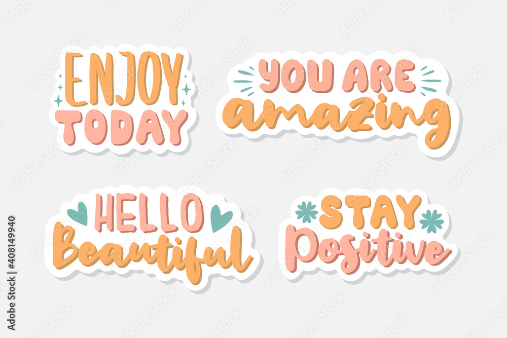 set of motivational quotes lettering vector