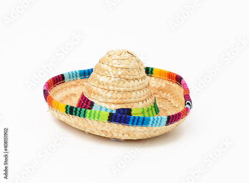 small straw hat on white background