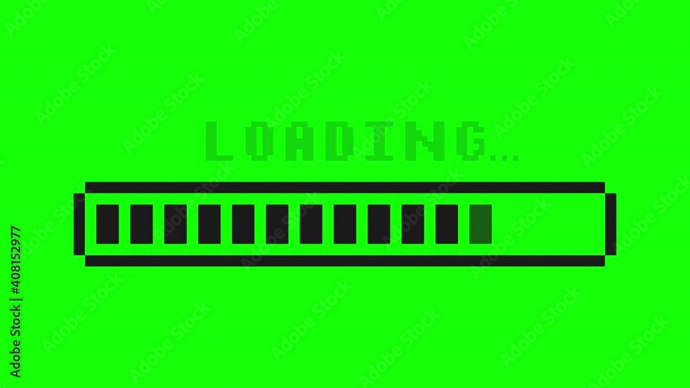 Loading bar pixel animated progress. Downloading, loading or installing ...