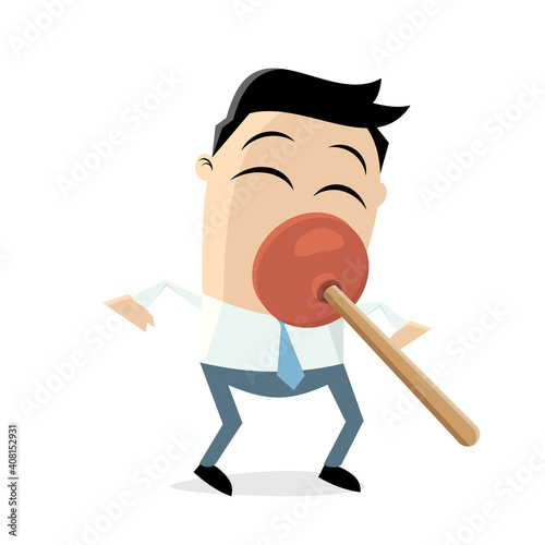funny businessman with plump in his face
