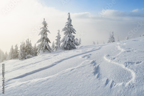 Winter landscape with snowdrifts in the mountains © Oleksandr Kotenko
