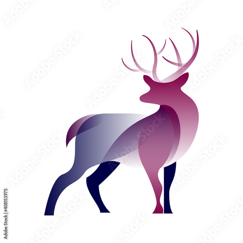 Vector deer in gradient style. Digital art