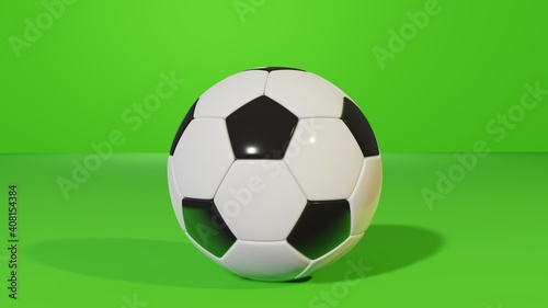 Soccer Ball Isolated Studio Shot with Green Background  3D Rendering