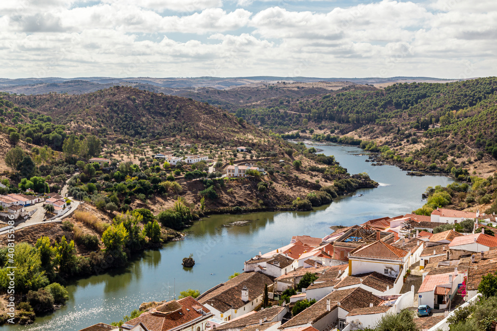 old town of Mertola with Guadiana river, Alentejo, Portugal