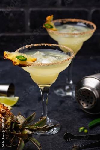 Margarita with pineapple and jalapeno