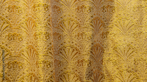 Canvas Print Gold floral ornament brocade textile pattern