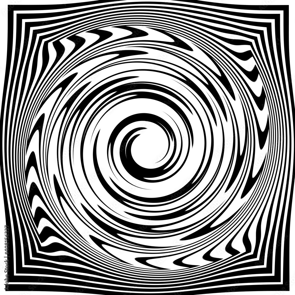 Obraz premium Spiral, background. Hypnotic, dynamic vortex Object on white background. Square background