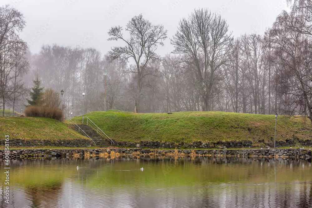 Spill of the Vuoksa river in Priozersk near the Corella fortress Spill of the Vuoksa river in Priozersk near the Corella fortress