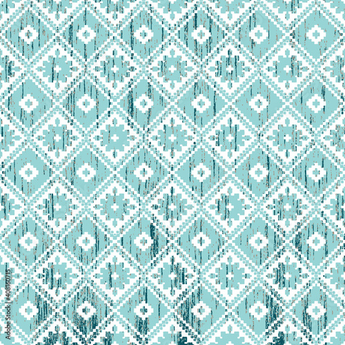  Geometric kilim ikat pattern with grunge texture 