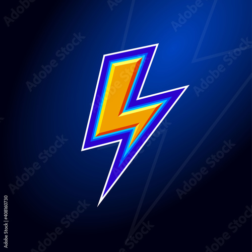 L monogram as lightning with contours. Lightning icon. Letter L and lightning on the dark background. Power and energy technology icon. 