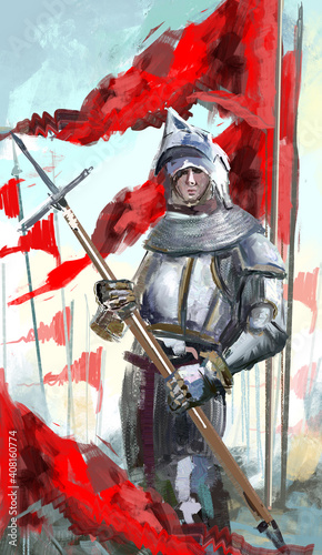 Dekoracja na wymiar  heavy-armored-medieval-soldier-knight