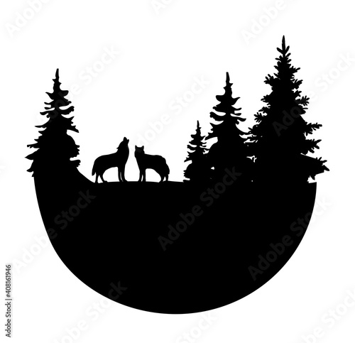 vector logo wolves