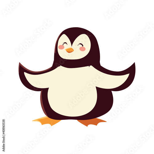 cute little penguin animal cartoon, icon isolated image