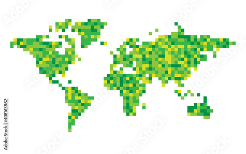 World map green mosaic